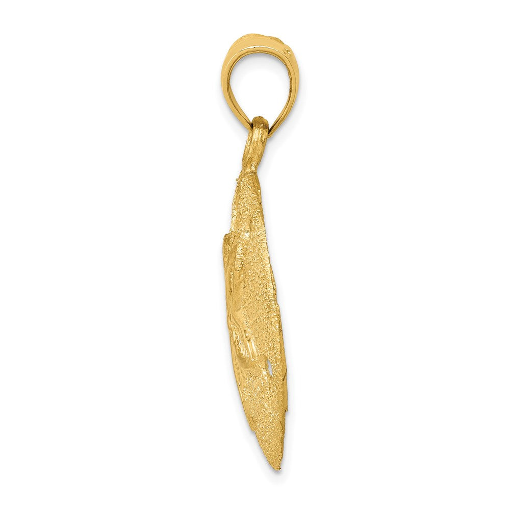 14K Gelbgold Massiver Polierter Lasergeschnittener Sanddollar-Anhänger