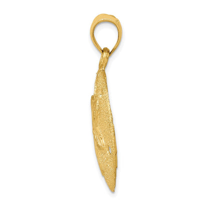 14K Gelbgold Massiver Polierter Lasergeschnittener Sanddollar-Anhänger
