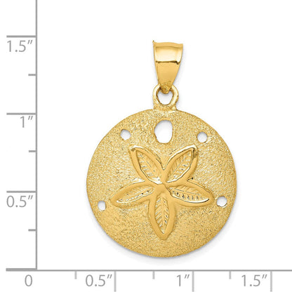 14K Gelbgold Massiver Polierter Lasergeschnittener Sanddollar-Anhänger