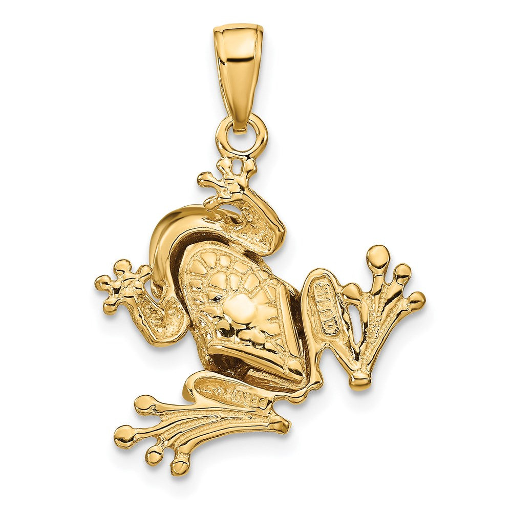 14K Gelbgold massiver polierter 3-D beweglicher Frosch-Anhänger