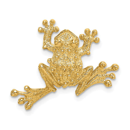 14K Gelbgold Massiv Poliert Offen-backed Frosch Anhänger