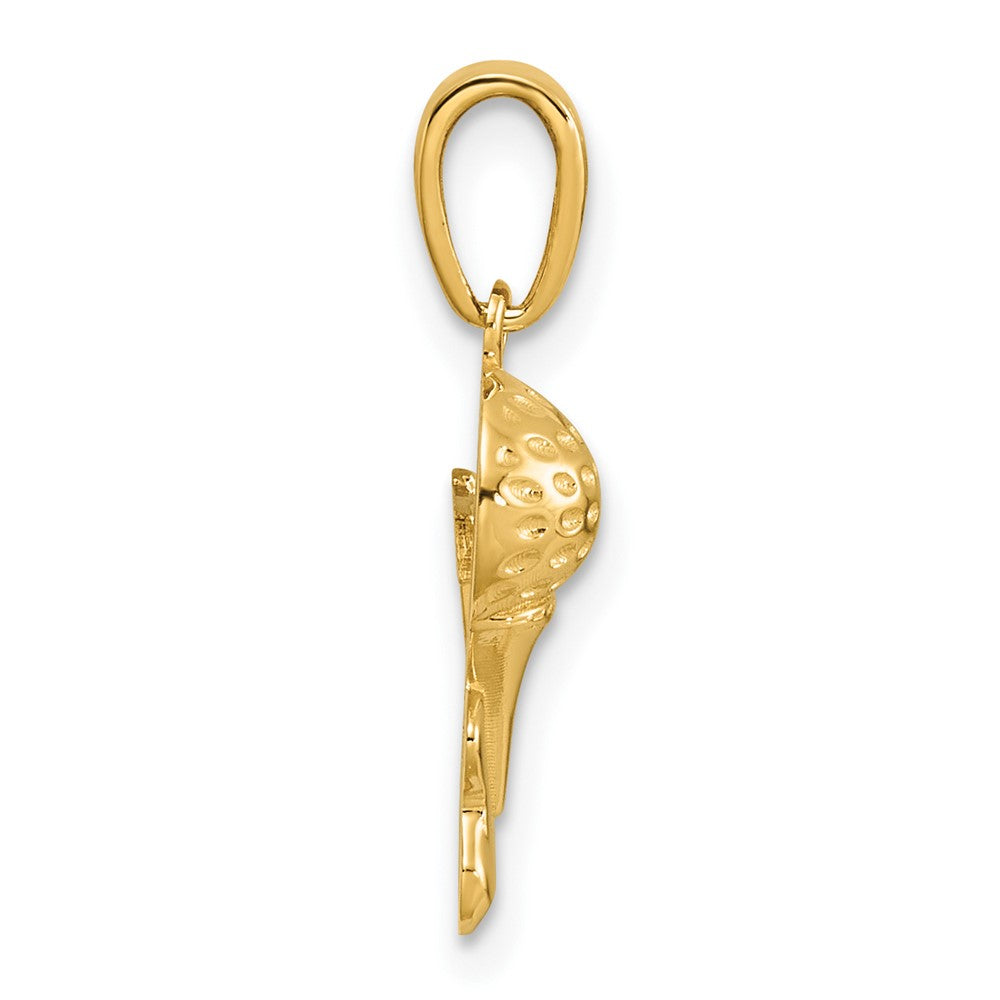 14K Gelbgold Massiv Poliert Golfing Charm