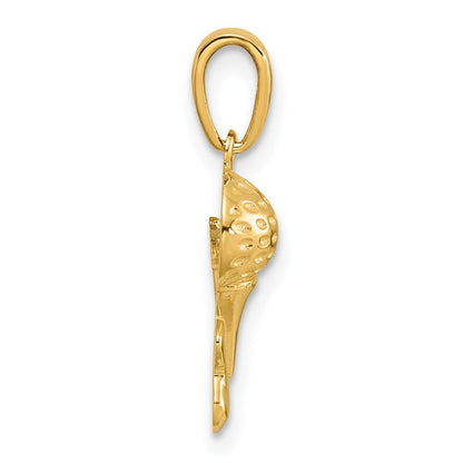 14K Gelbgold Massiv Poliert Golfing Charm