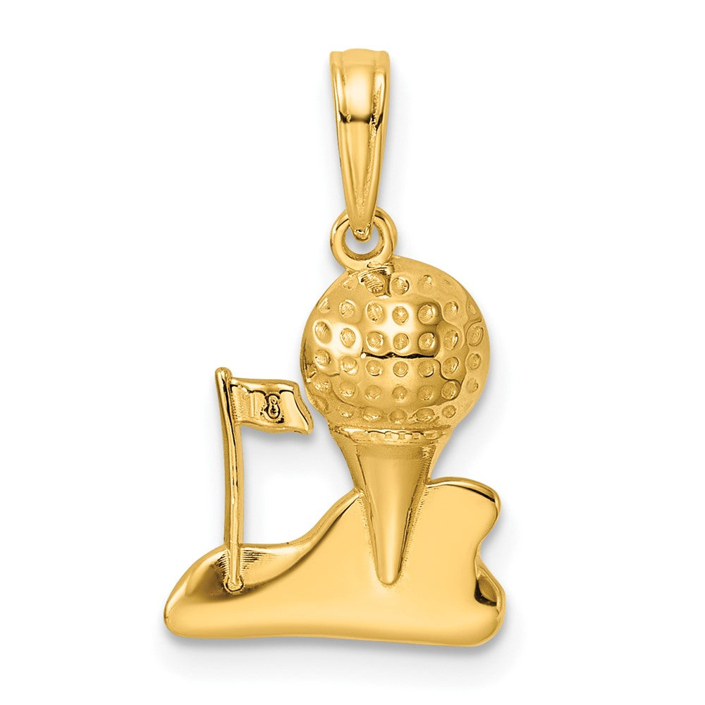 14K Gelbgold Massiv Poliert Golfing Charm