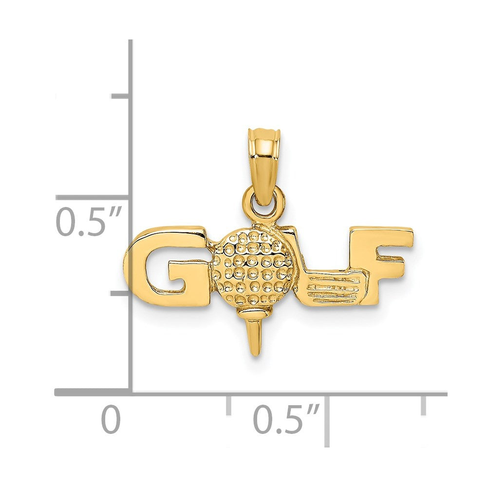 14K Gelbgold Massiv Poliert Golf Charm