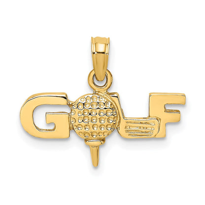 14K Gelbgold Massiv Poliert Golf Charm