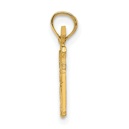 14K Gelbgold Massiv Poliert Golf Gal Charm