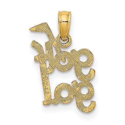 14K Gelbgold Massiv Poliert Golf Gal Charm