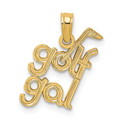 14K Gelbgold Massiv Poliert Golf Gal Charm