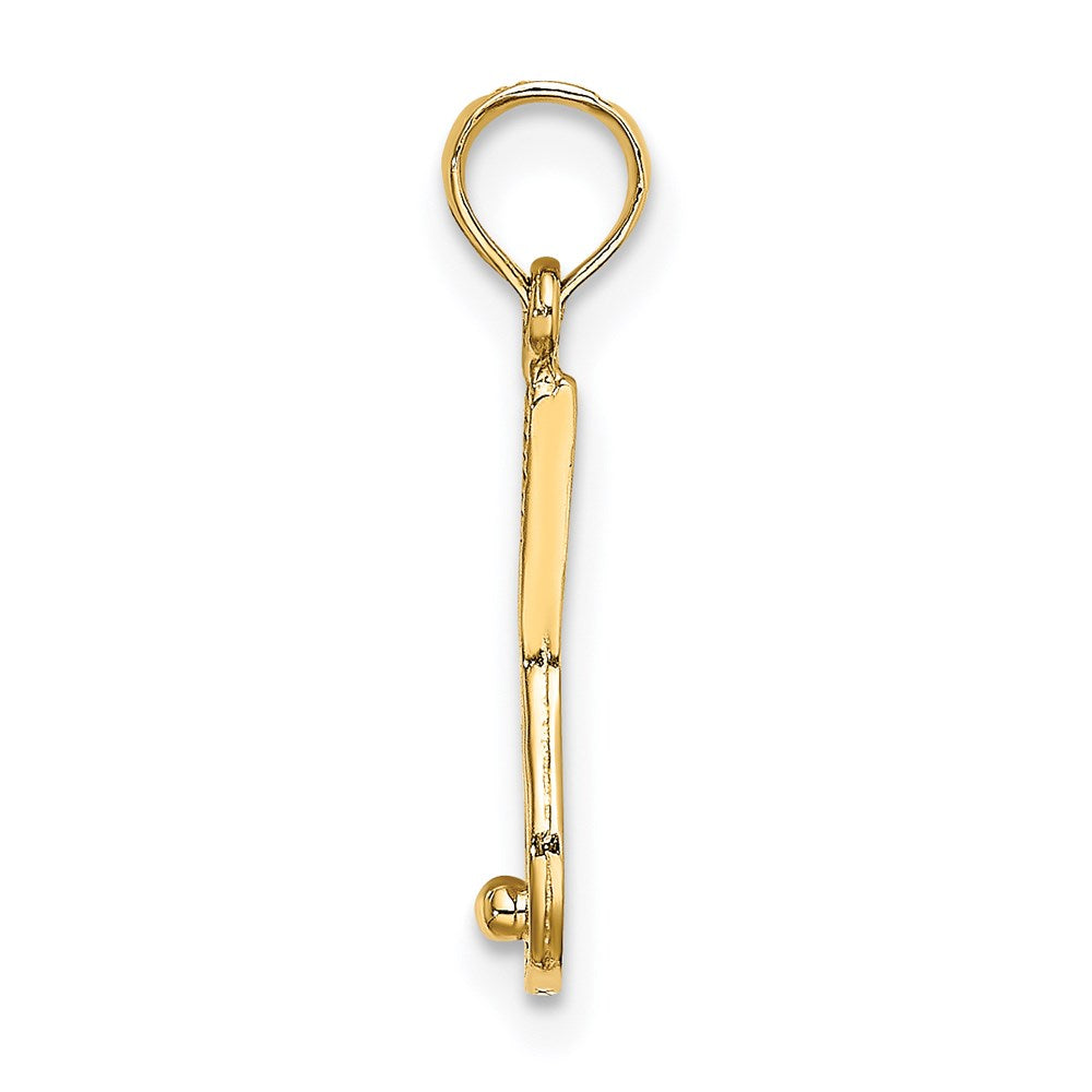14K Gelbgold Massiv Poliert 3-d Tennis Schläger Charm