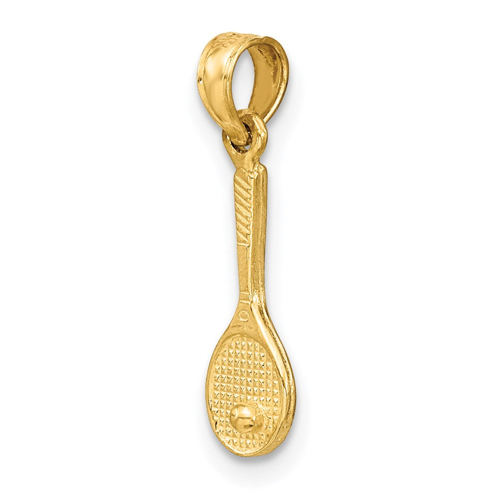 14K Gelbgold Massiv Poliert 3-d Tennis Schläger Charm