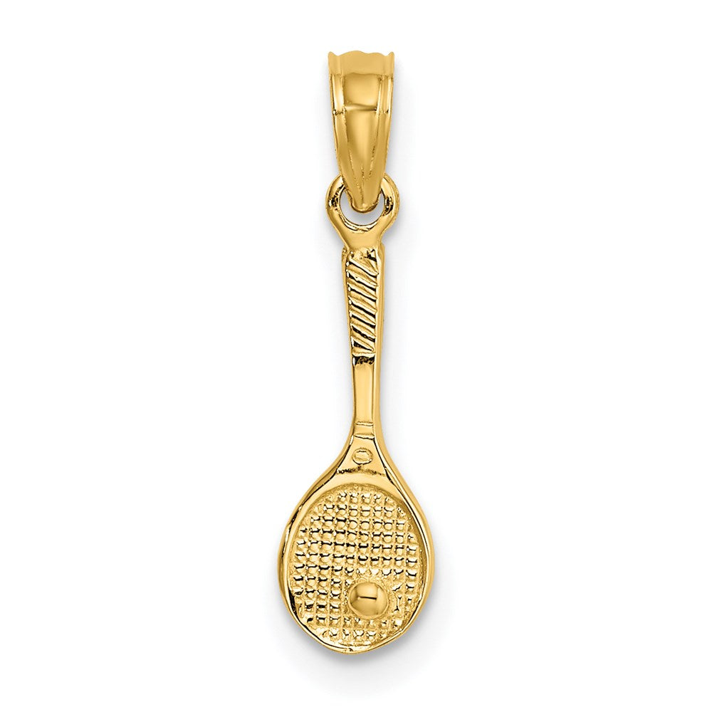 14K Gelbgold Massiv Poliert 3-d Tennis Schläger Charm