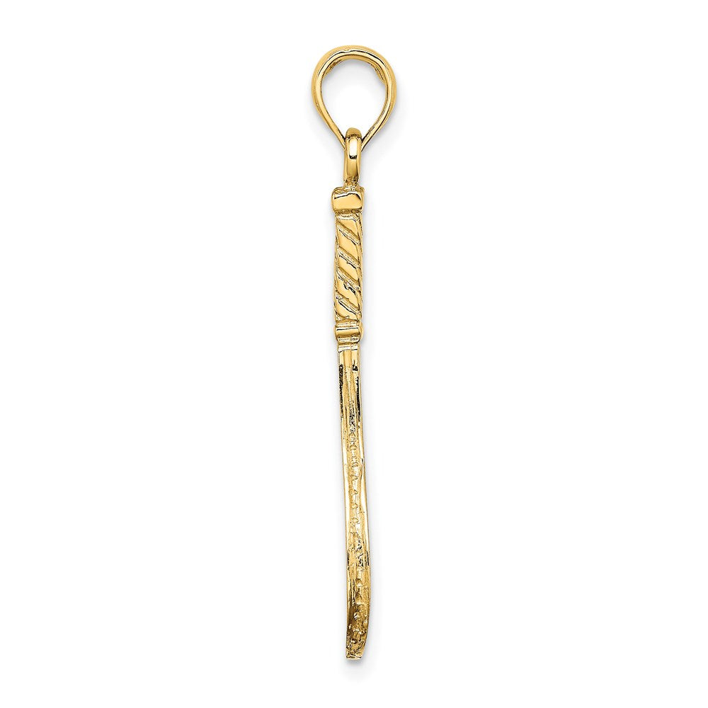 14 Karat Gelbgold massiver polierter 3-D-Tennisschläger-Charm