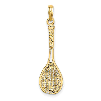 14 Karat Gelbgold massiver polierter 3-D-Tennisschläger-Charm