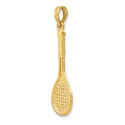 14 Karat Gelbgold massiver polierter 3-D-Tennisschläger-Charm