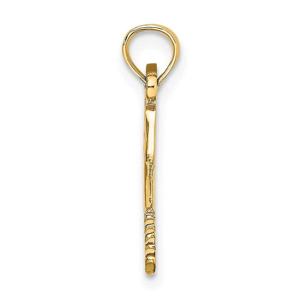 14K Gelbgold Massiv Poliert 3-d Tennis Schläger Charm