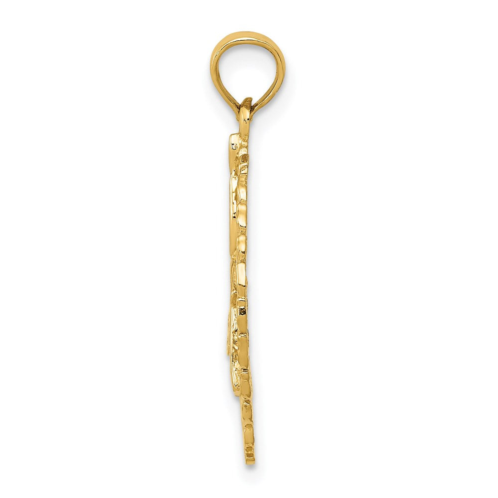 14K Gelbgold Massiv Poliert Framed Gymnast Anhänger