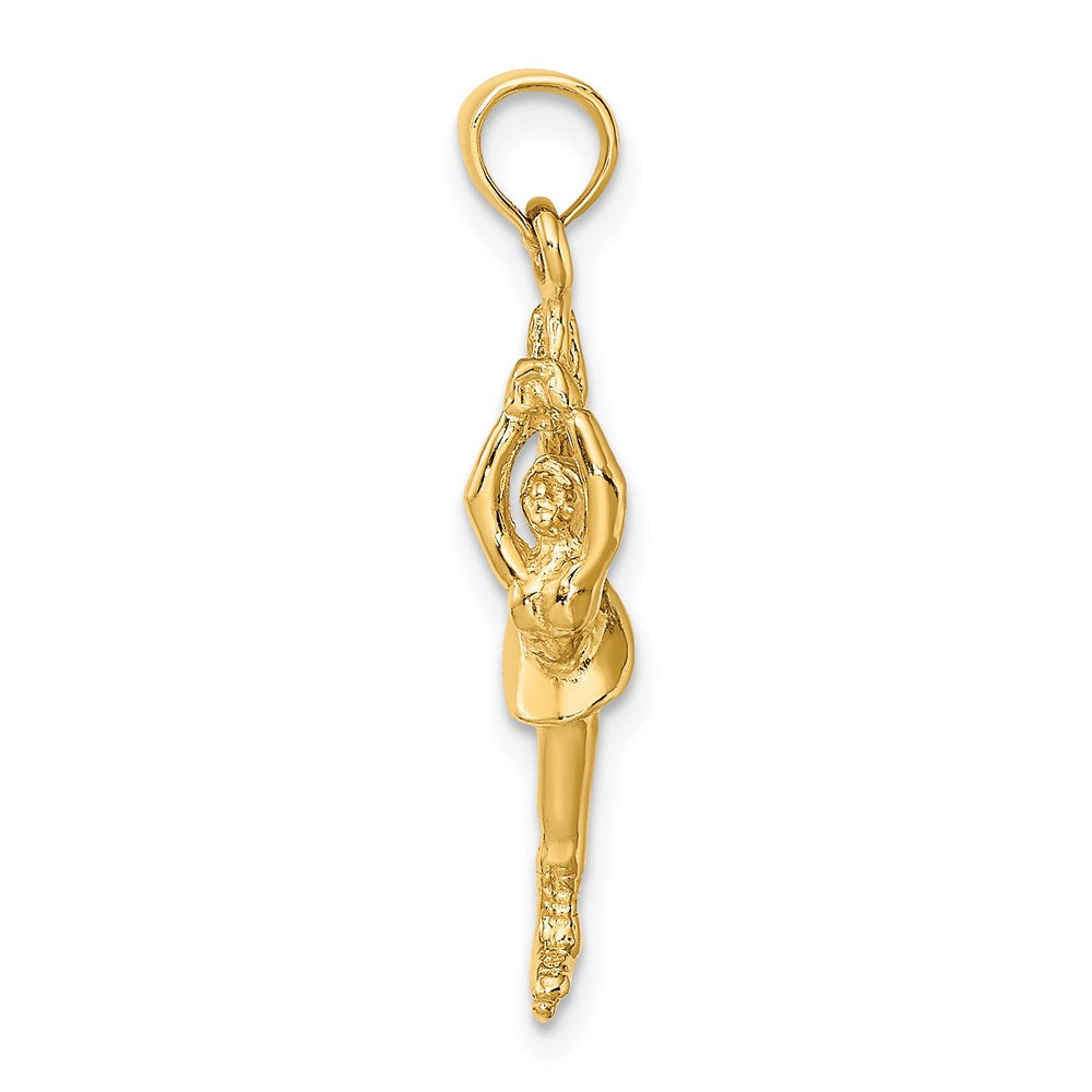 14K Gelbgold Massiv Poliert 3-d Figure Skater Charm
