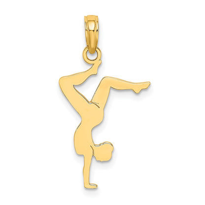 14K Gelbgold Massiv Poliert Gymnast Charm