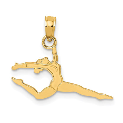 14K Gelbgold Massiv Poliert Gymnast Charm