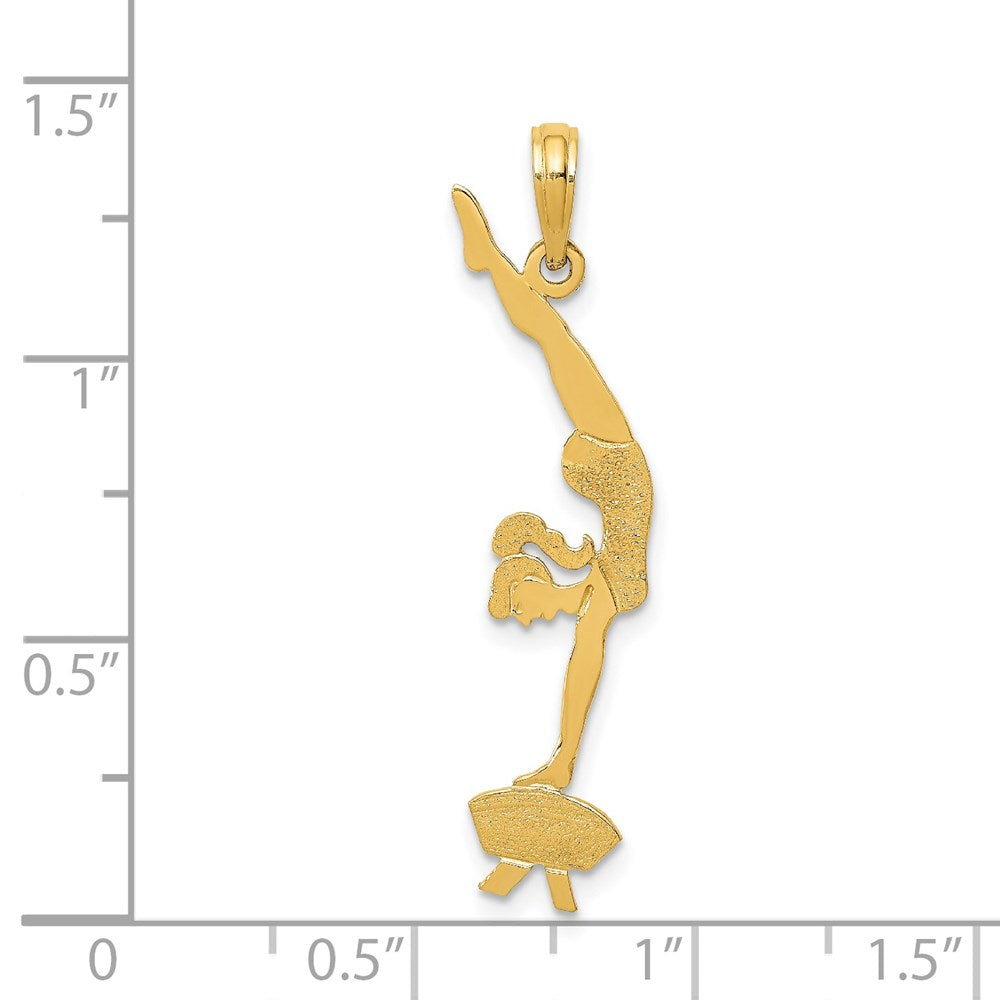 14K Gelbgold Massiv Poliert Gymnast Anhänger