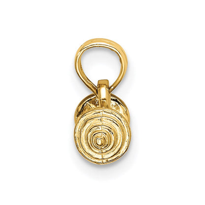 14K Gelbgold Massiv Poliert 3-d Dumbbell Charm