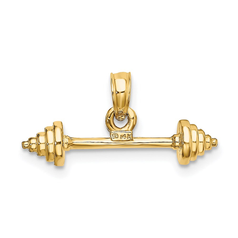 14K Gelbgold Massiv Poliert 3-d Dumbbell Charm