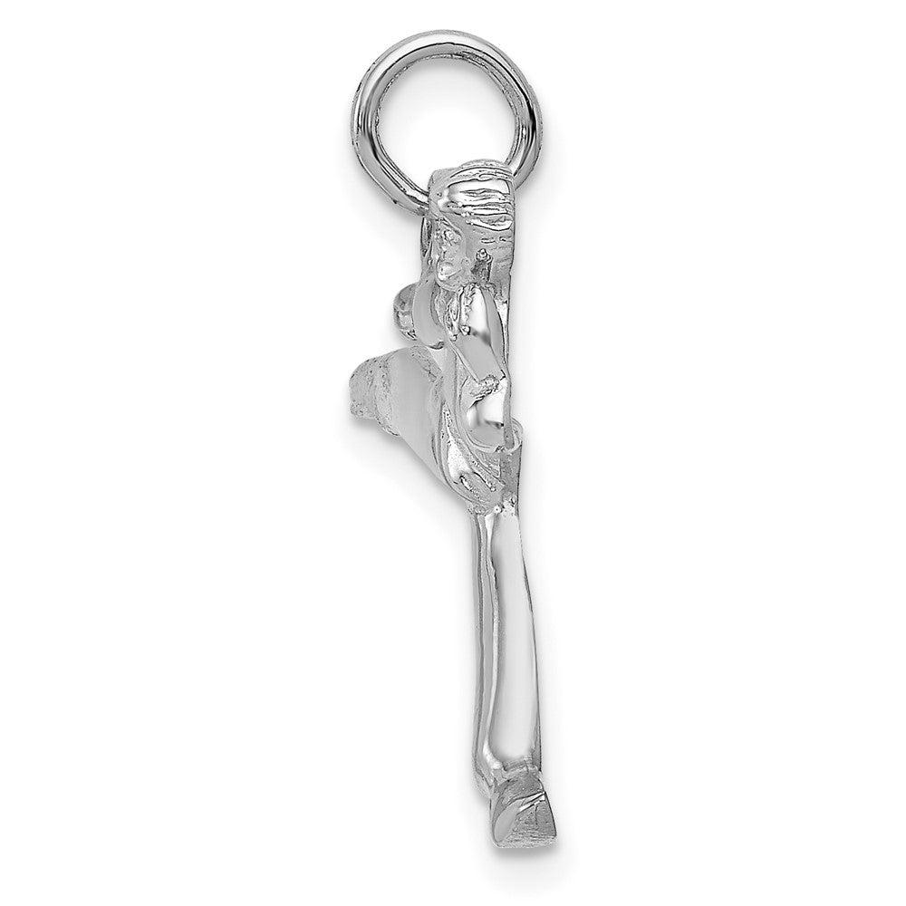 14K Weißgold massiver offener Karate-Mann-Charm