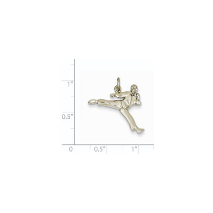 14K Weißgold massiver offener Karate-Mann-Charm