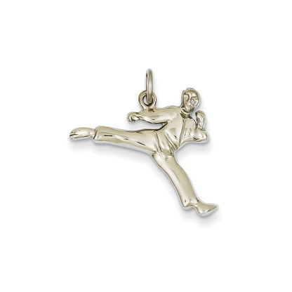 14K Weißgold massiver offener Karate-Mann-Charm