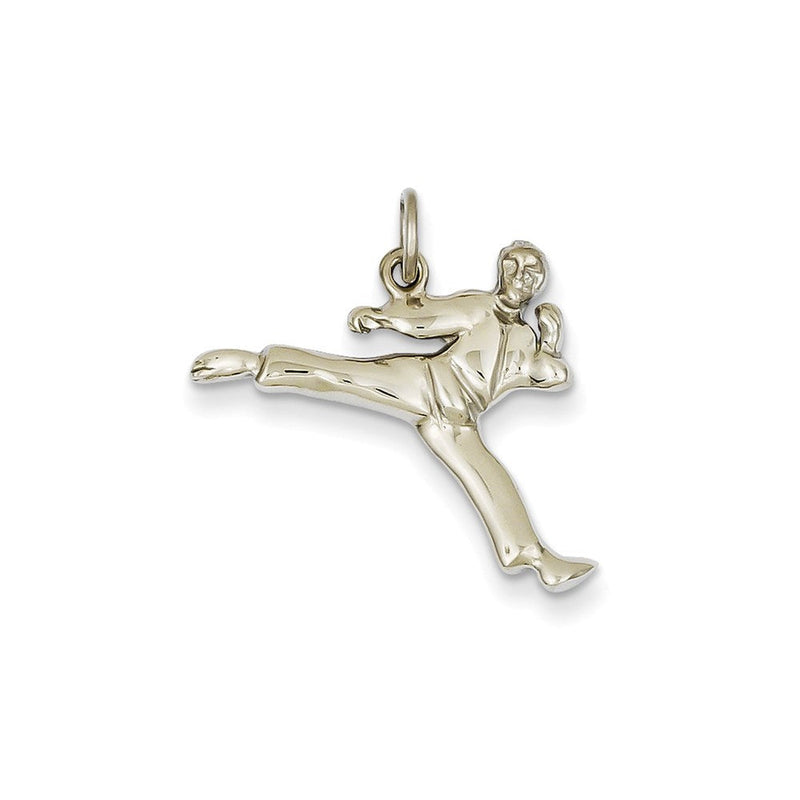14K Weißgold massiver offener Karate-Mann-Charm