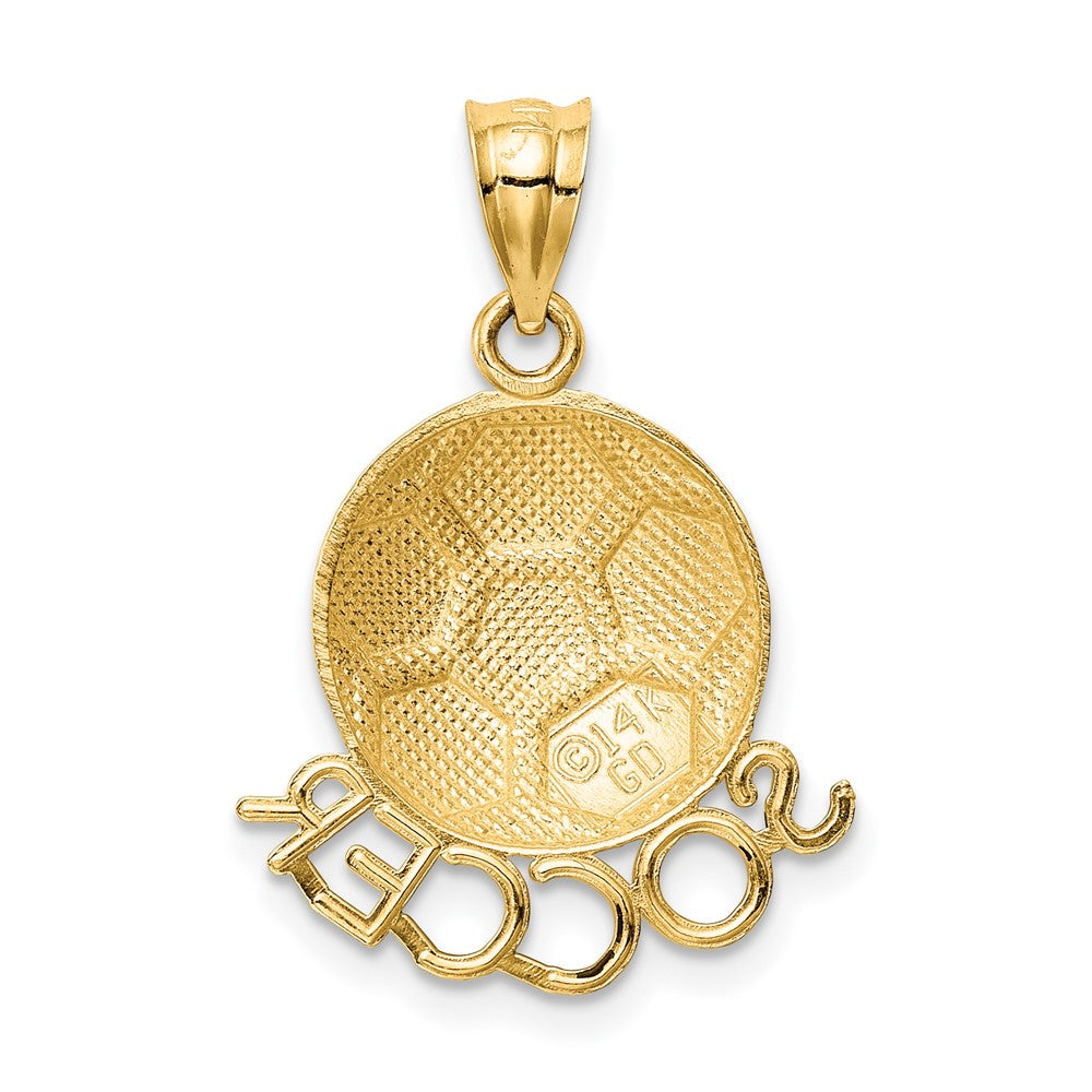 14K Gelbgold Massiv Poliert Offener Rückseite Fußball-Anhänger