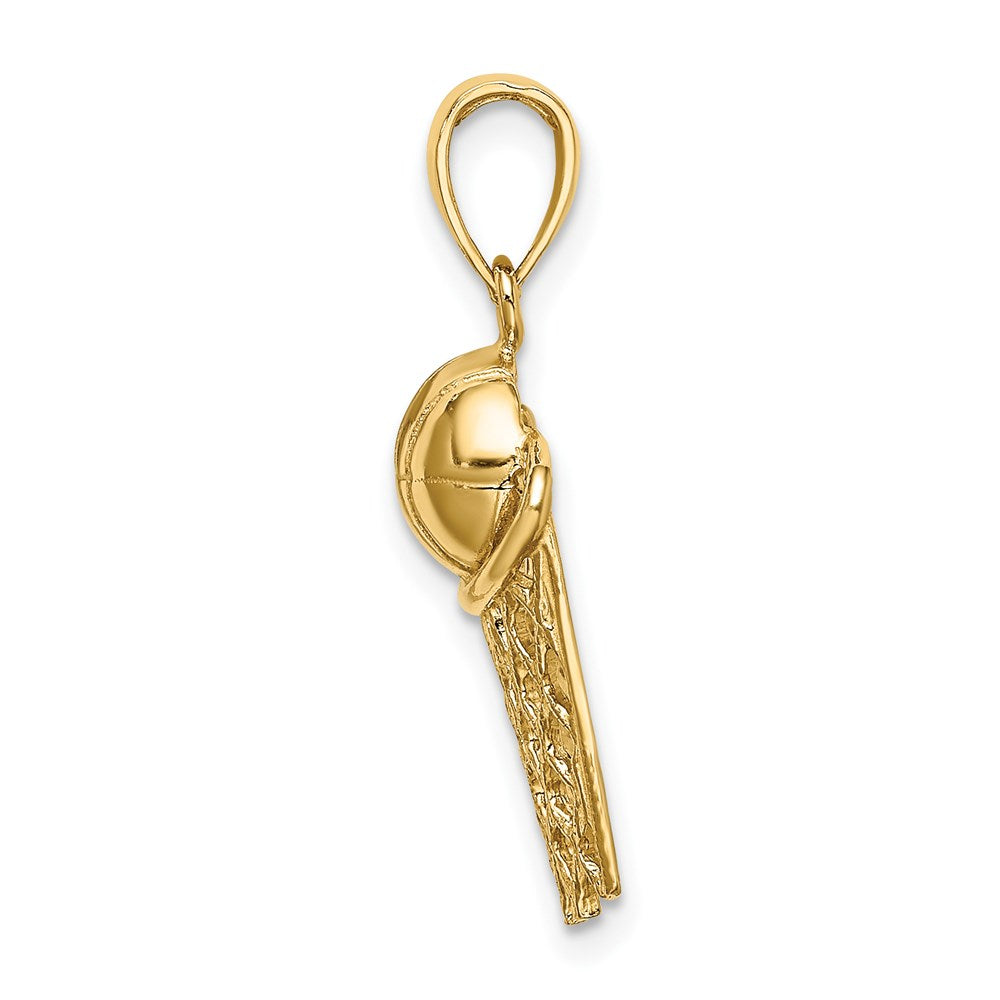 14K Gelbgold Basketball und Netz Charm, poliert
