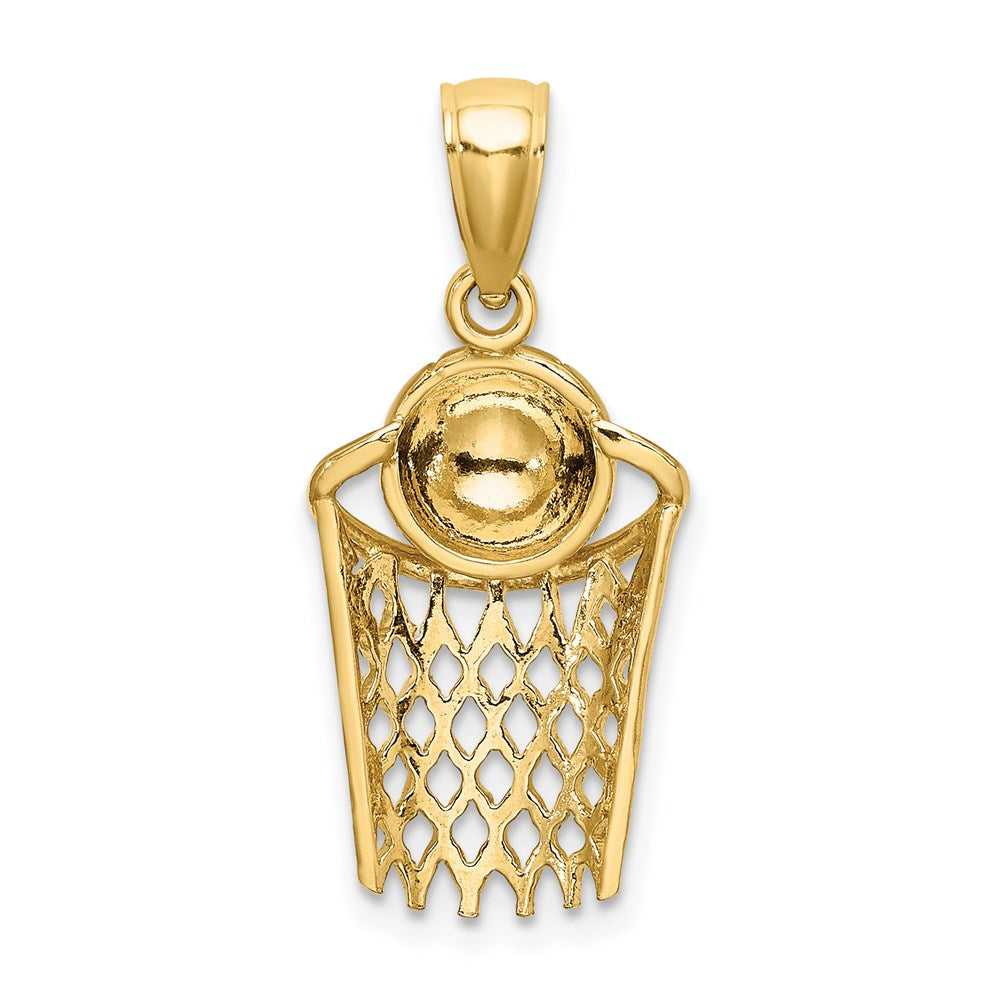 14K Gelbgold Basketball und Netz Charm, poliert