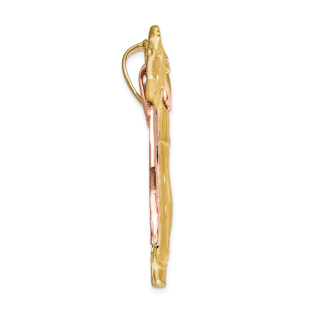14K Bicolor Gold Satiniert Risen Christus Anhänger