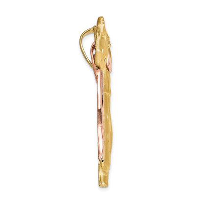 14K Bicolor Gold Satiniert Risen Christus Anhänger
