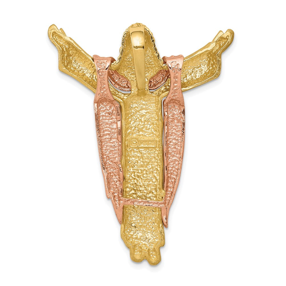 14K Bicolor Gold Satiniert Risen Christus Anhänger