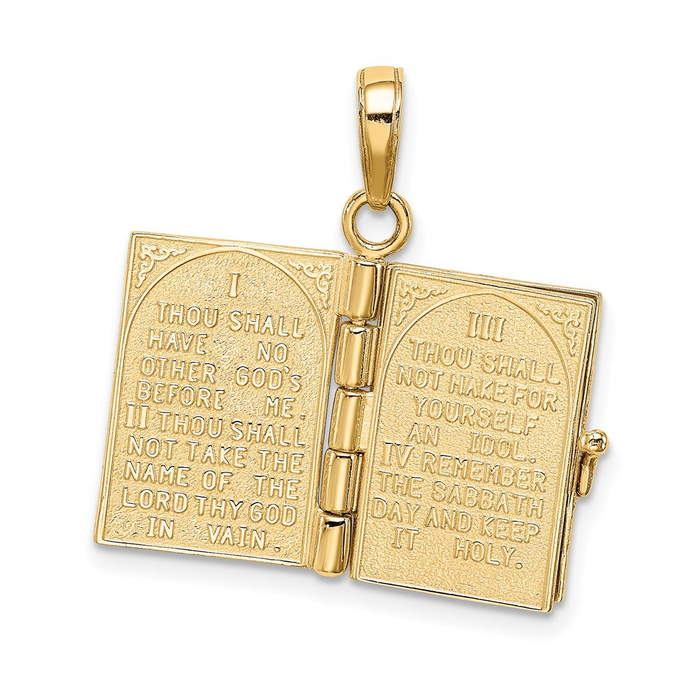 14K Gelbgold 3d Ten Commandments Bible Anhänger