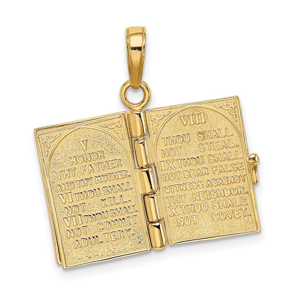 14K Gelbgold 3d Ten Commandments Bible Anhänger