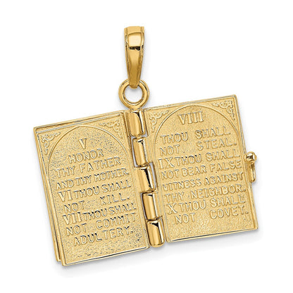 14K Gelbgold 3d Ten Commandments Bible Anhänger