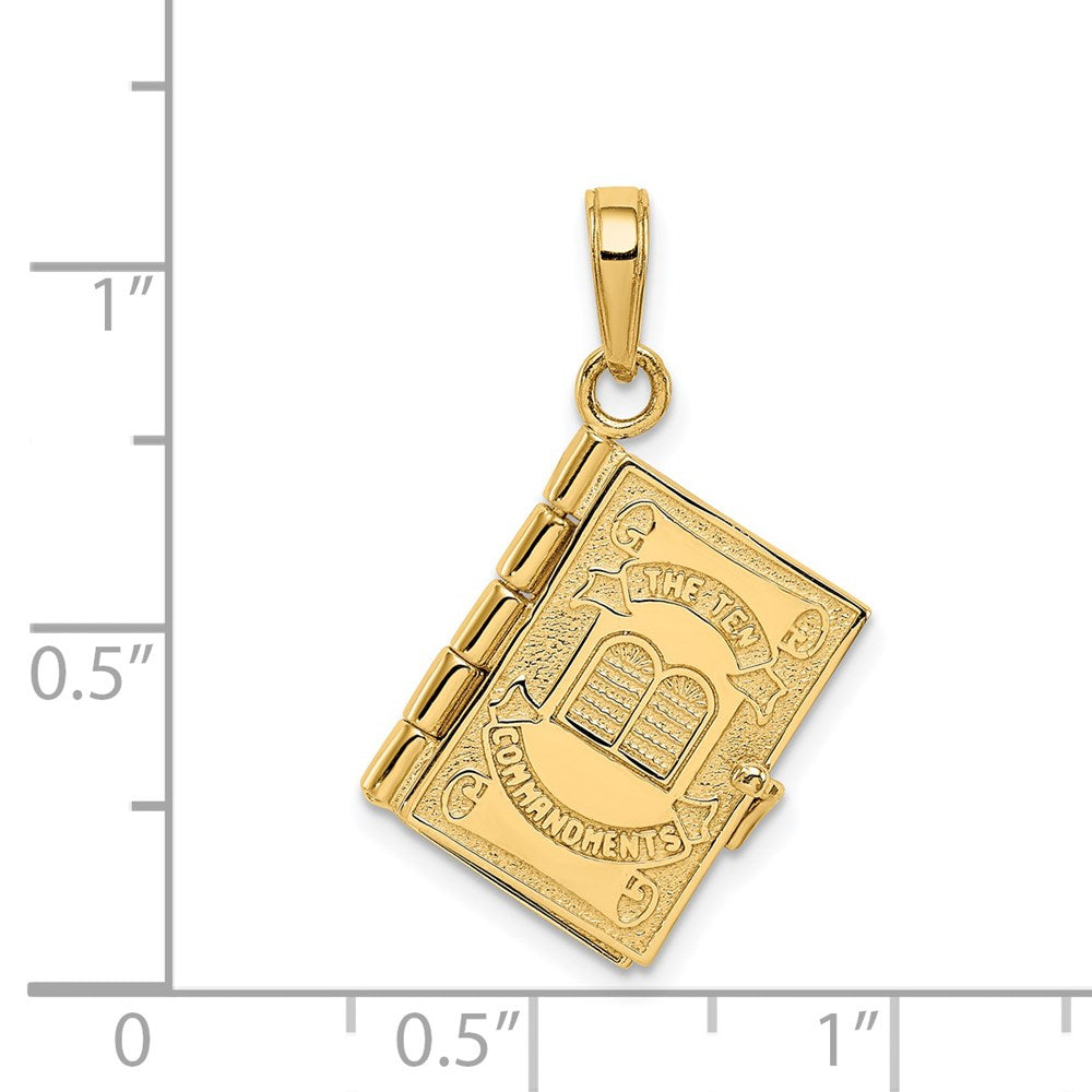 14K Gelbgold 3d Ten Commandments Bible Anhänger