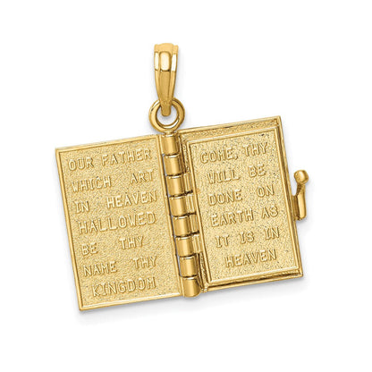 14K Gelbgold 3d Lords Gebet Bible Anhänger
