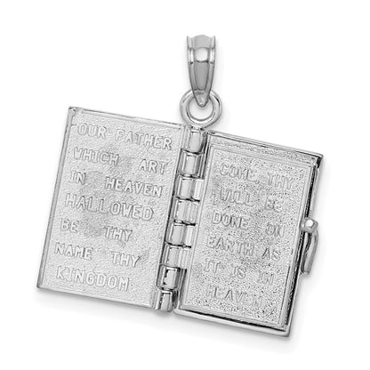 14K Weißgold 3d Lords Gebet Bible Anhänger