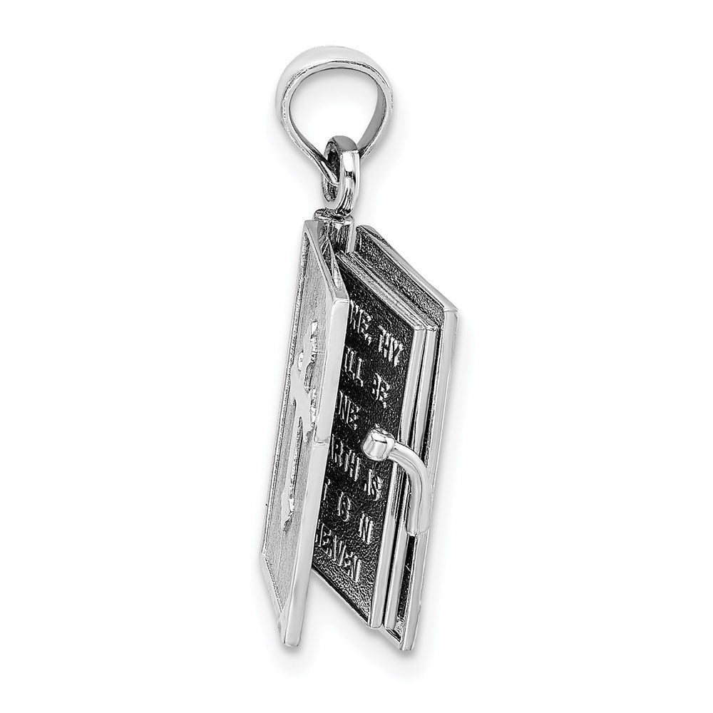 14K Weißgold 3d Lords Gebet Bible Anhänger