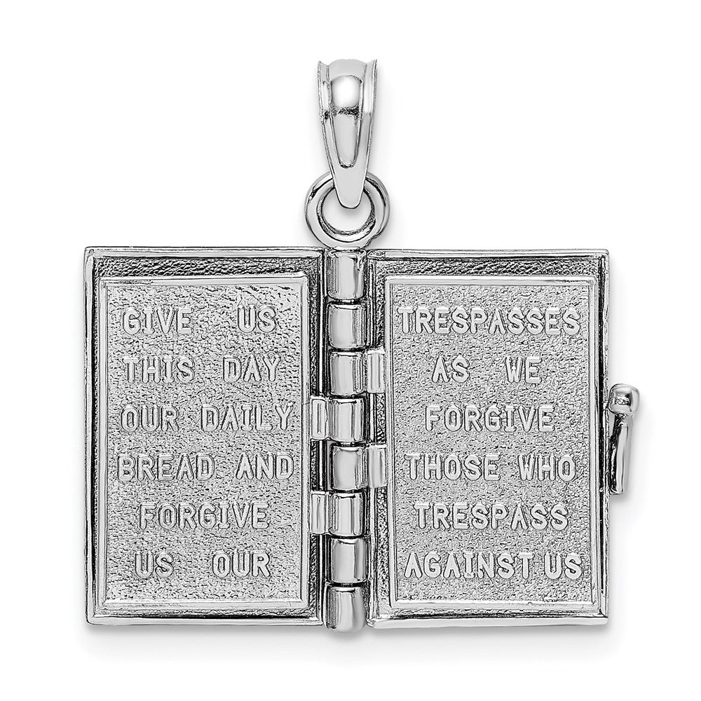 14K Weißgold 3d Lords Gebet Bible Anhänger