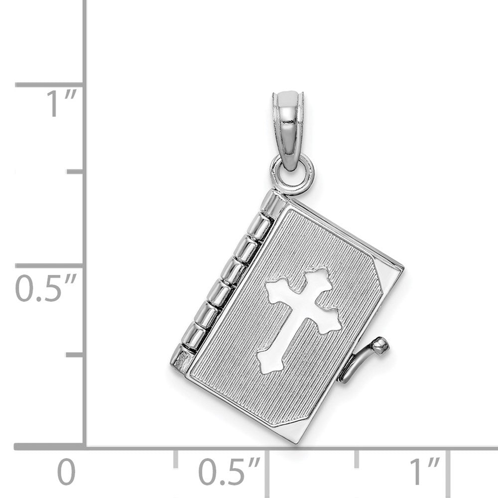 14K Weißgold 3d Lords Gebet Bible Anhänger