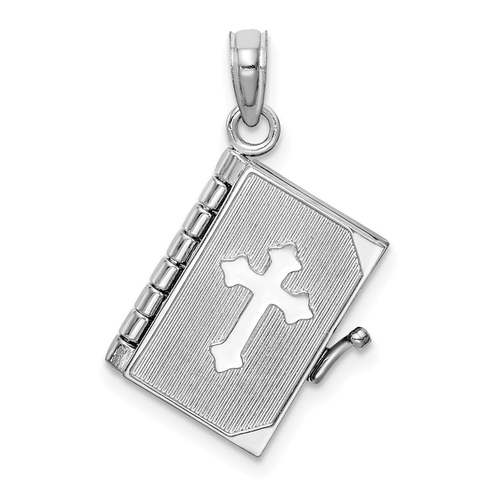 14K Weißgold 3d Lords Gebet Bible Anhänger