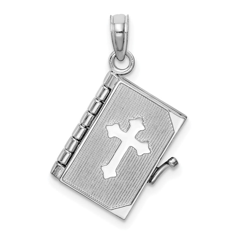 14K Weißgold 3d Lords Gebet Bible Anhänger