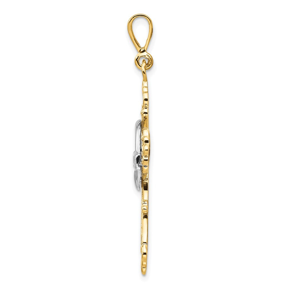 14K Bicolor Gold Claddagh-Kreuz-Anhänger