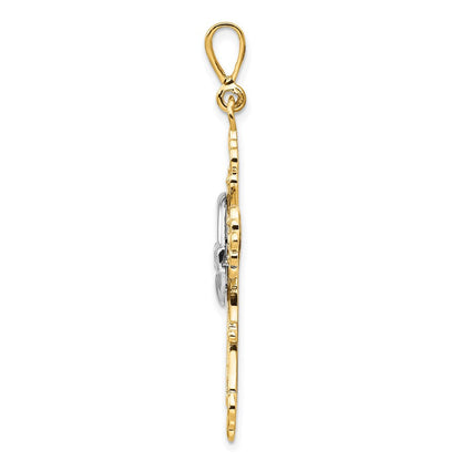 14K Bicolor Gold Claddagh-Kreuz-Anhänger